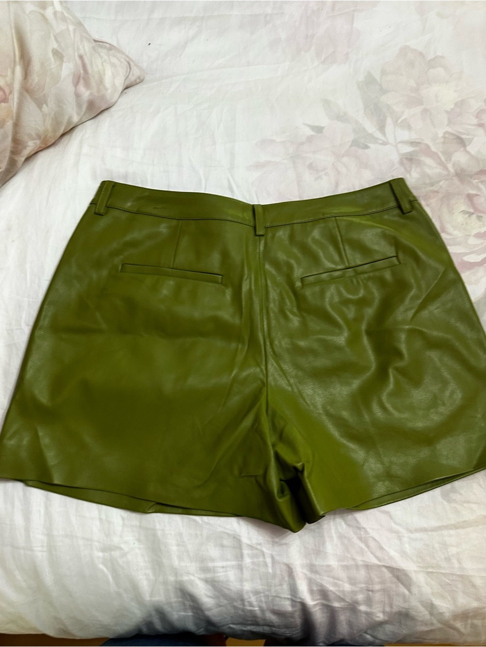 Rebecca Taylor Olive Green Faux Leather Shorts